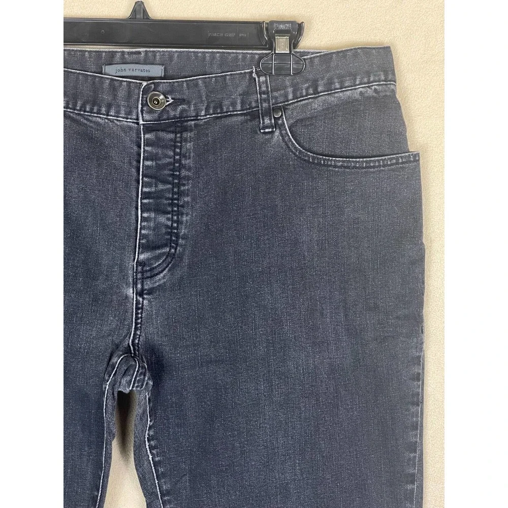 John‎ Varvatos Mens 38 Jeans Straight Leg Regular Fit Mid Rise Button Fly Black